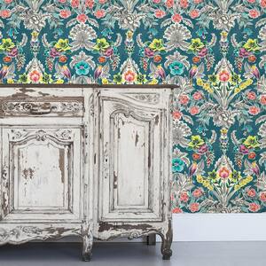 Summer Love Teal Vinyl Peel & Stick Washable Wallpaper Roll (Covers 30.75 Sq. Ft.)