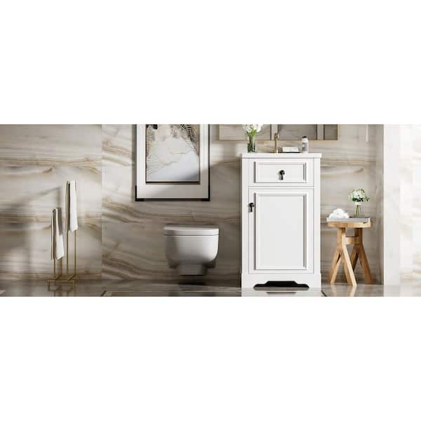 20 in. W x 18 in. D x 34 in. H in Single Sink Freestanding WhiteBath Vanity, with White Ceramic Top Basin