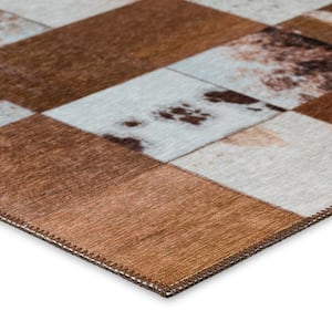 Abilene Brown 1 ft. 8 in. x 2 ft. 6 in.  Patchwork Polyester Accent Rug