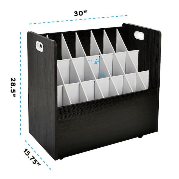 21-Slot Black Mobile Rolling Wood Blueprint Roll File Large Document Organizer (2-Pack)