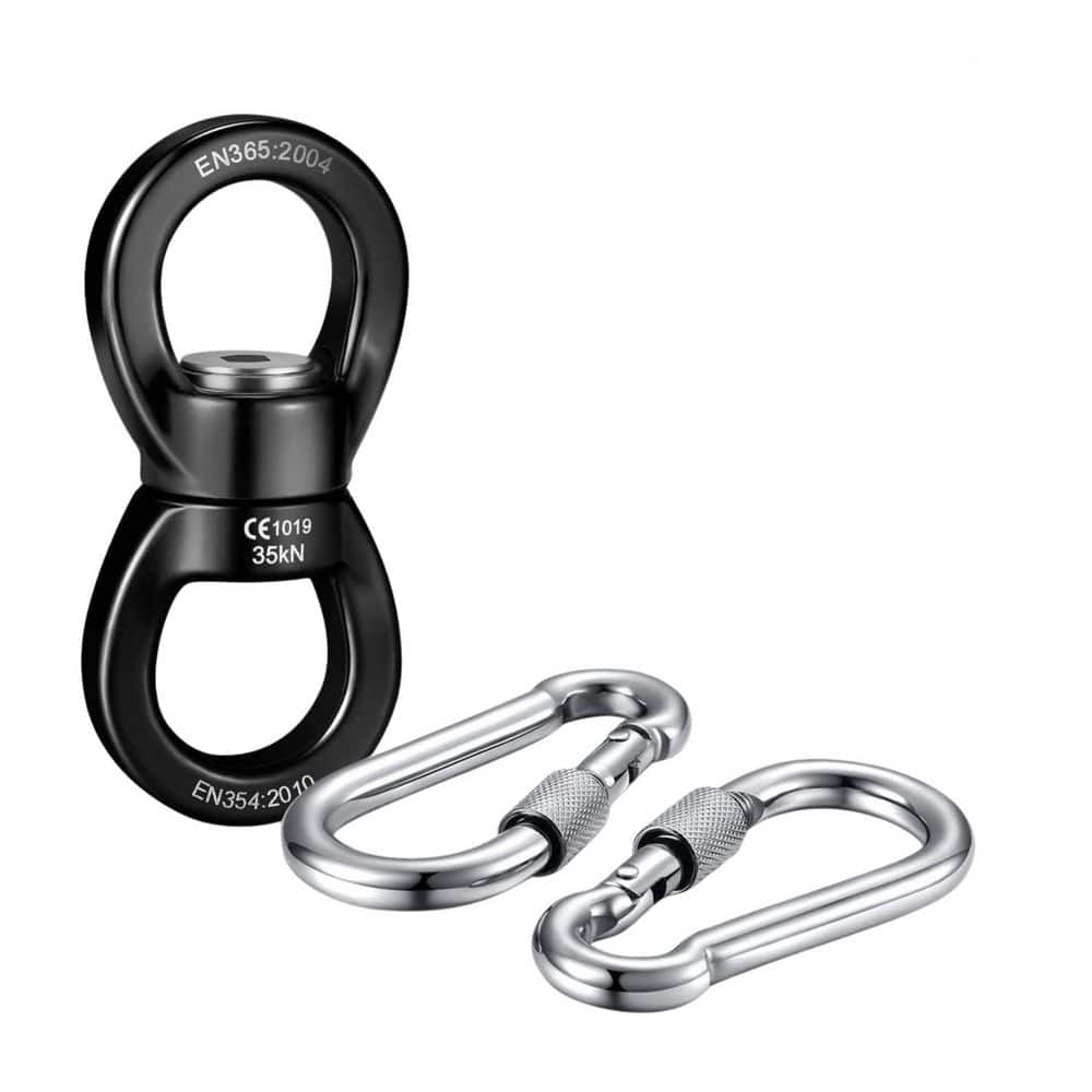 Black Swing Swivel Hanging Accessory with Snap Hook Set - 35 KN