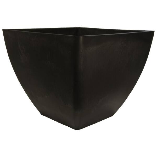 RTS Home Accents 16 in. Square Indoor/Outdoor Graphite Polyethylene Planter