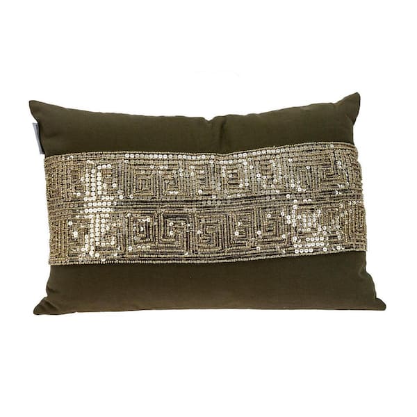 Misty Transitional Olive Lumbar Throw Pillow 20 in. x 14 in.