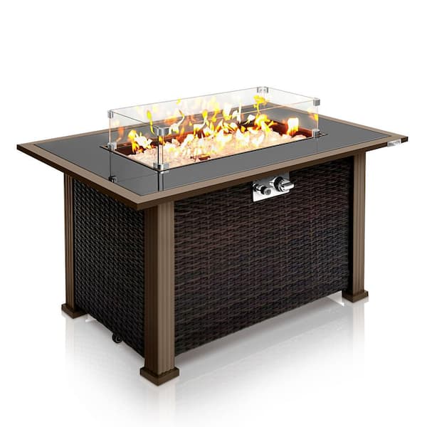 SereneLife Metal Outdoor Propane Gas Fire Pit Table