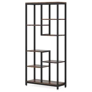 Eulas 70 in. Tall Brown Particle Board 8-Shelf Industrial Bookcase, Open Bookcase Storage for Living Room, Home Office