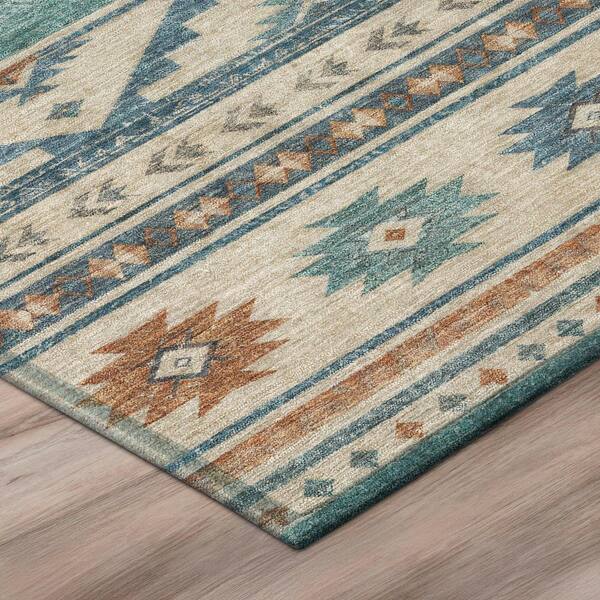 Chantille Machine Washable Indoor/Outdoor Abstract ACN3075 Teal 9 ft. x 12 ft. Area Rug