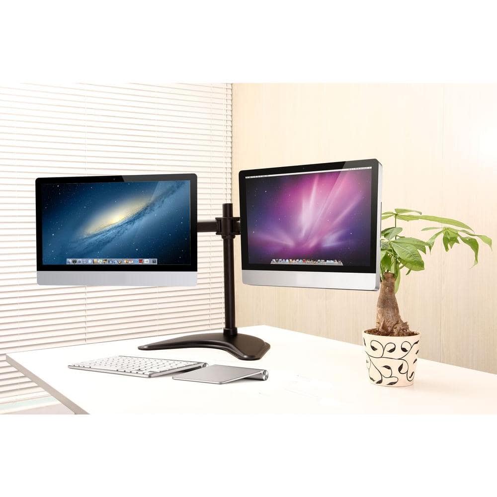 Dual Arm Black Steel Full-Motion Desk Mount for 13"-32" Monitors