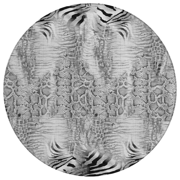 Chantille Machine Washable Indoor/Outdoor Abstract ACN2276 Gray 8 ft. x 8 ft. Area Rug