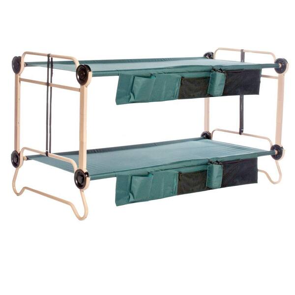 Disc-O-Bed 40 in. Green Bunkbable Beds with Leg Extensions and Bed Side Organizers (2-Pack)