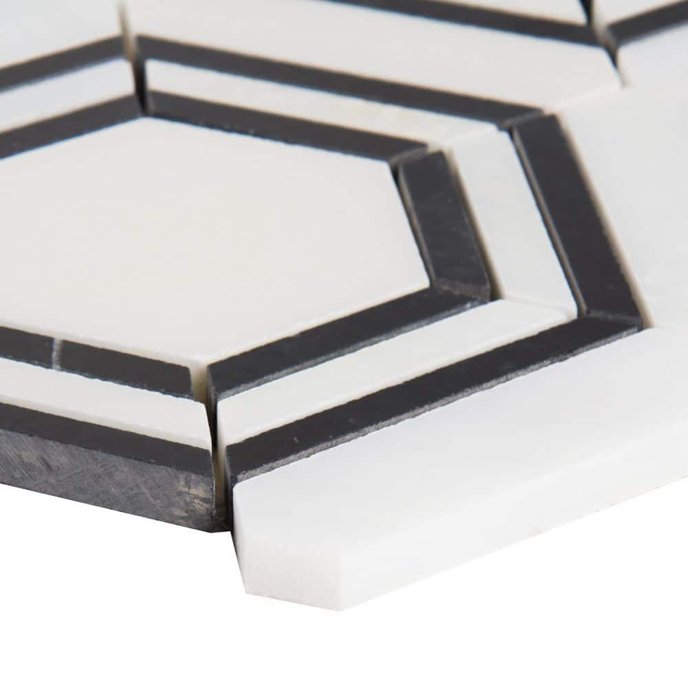 Bianco Hexagon Polished Marble Mosaic Tile Sheet