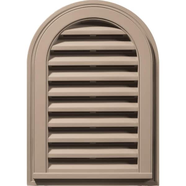 Builders Edge 14 in. x 22 in. Round Top Plastic Built-in Screen Gable Louver Vent #023 Wicker