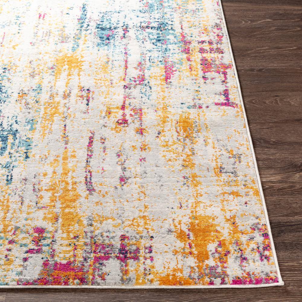 Modern Abstract Blue Synthetic 7'10" x 10' Area Rug