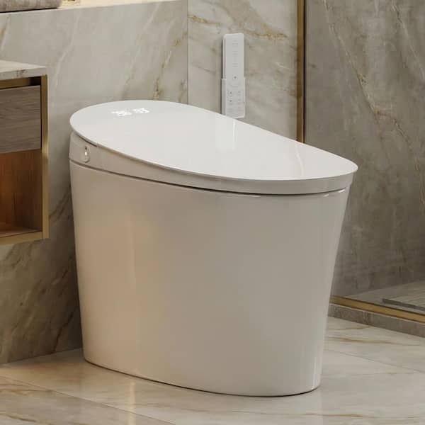 Elongated Toilet Bidet, 1.1/1.6GPF in White,1000g MaP Flush, Auto Urinal Flush for Men, ADA Comfort Height, Moving Dryer