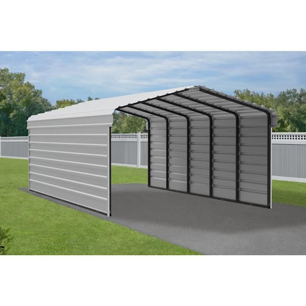 Arrow 12 ft. W x 24 ft. D x 7 ft. H Eggshell Galvanized Steel Carport with 2-Side Wall Kits