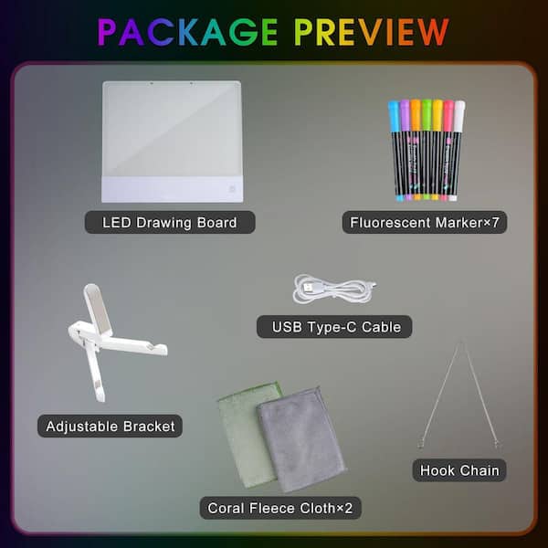 LED Drawing Board with 6-Color Lighting - Rechargeable Glow Note
