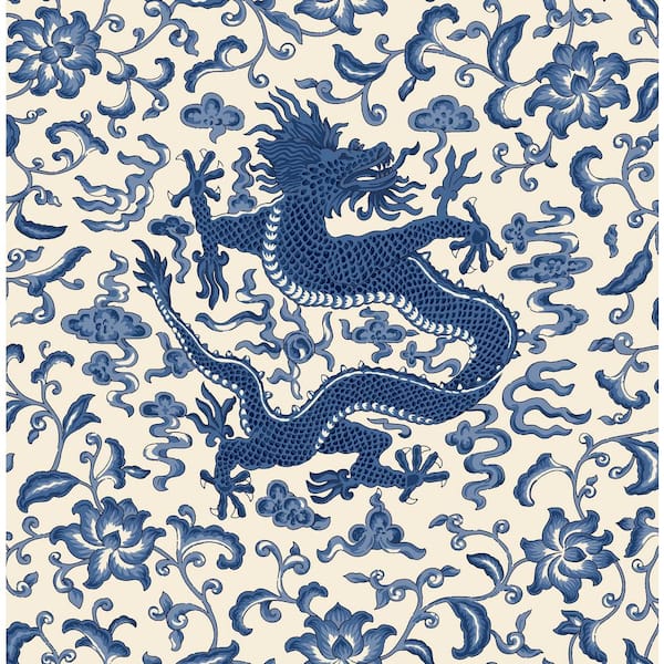 Scalamandre Indigo Chi'en Dragon Self Adhesive Wallpaper