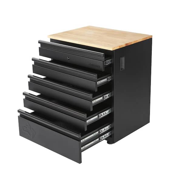 Husky Heavy Duty 18-Gauge Steel 5-Drawer Black Garage Base Cabinet