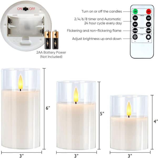 LOVECANDOU 2-Pack Flameless LED Taper Candles – 9.96 Inch, 3D Flickering Flame, Real Wax Look, With Remote & Timer, Battery Operated, For Window, Fireplace, Table, Indoor/Outdoor Decor