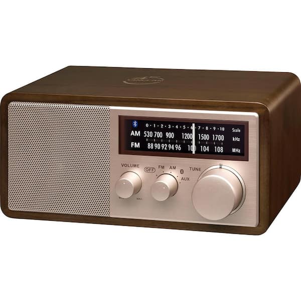Sangean AM/FM/Bluetooth Dark Walnut Wood Cabinet Radio with Rose Gold Face  Plate and USB Charging Port WR-16SE - The Home Depot