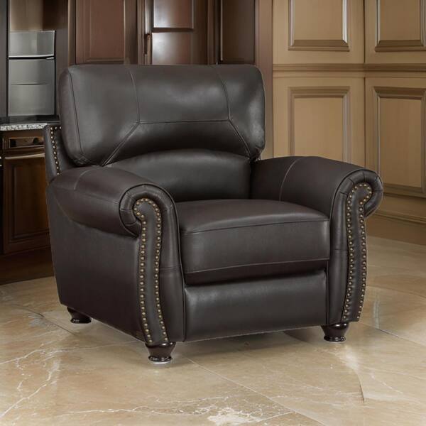 Benjara Brown and Espresso Brown Faux Leather Arm chair