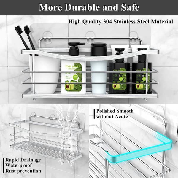 3 Pack Shower Caddy Shelf with Hook Rustproof Stainless Steel