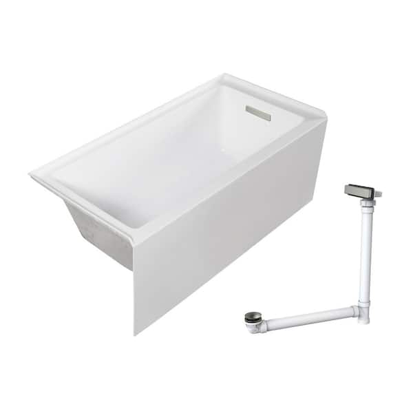 Unity AFR 60 in. x 32 in. Soaking Bathtub with Right Drain in White/Brushed Nickel