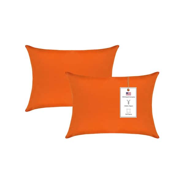 A1 Home Collections A1HC Waterproof Burning Orange 12 in. x 20 in. Outdoor Throw Pillow Covers Set of 2