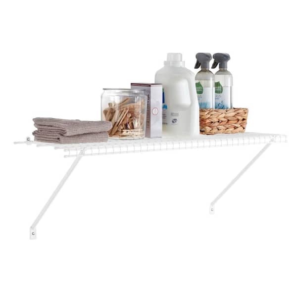 Everbilt - 48 in. W to 48.82 in. W x 12 in. White Fixed Mount Shelf Kit Adjustable Wire Closet System