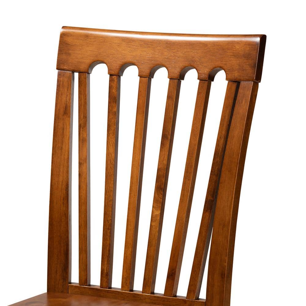 Walnut Brown Minette Wood & Cane Low Arm Chair