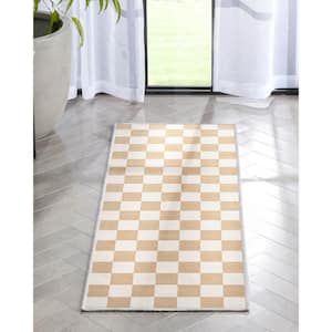 Yellow 2 ft. x 5 ft. Runner Flat-Weave Apollo Square Modern Geometric Boxes Area Rug