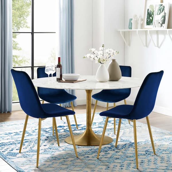 Elevens Velvet Blue Upholstered Dining, Low Cost Dining Room Chairs Set Of 4