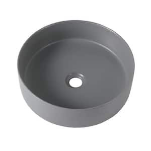 Anky Gray Ceramic 16 in. Round Bathroom Vessel Sink