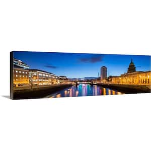"River Liffey at Night with the Custom House, Dublin, Ireland - Pano..." by Circle Capture Canvas Wall Art