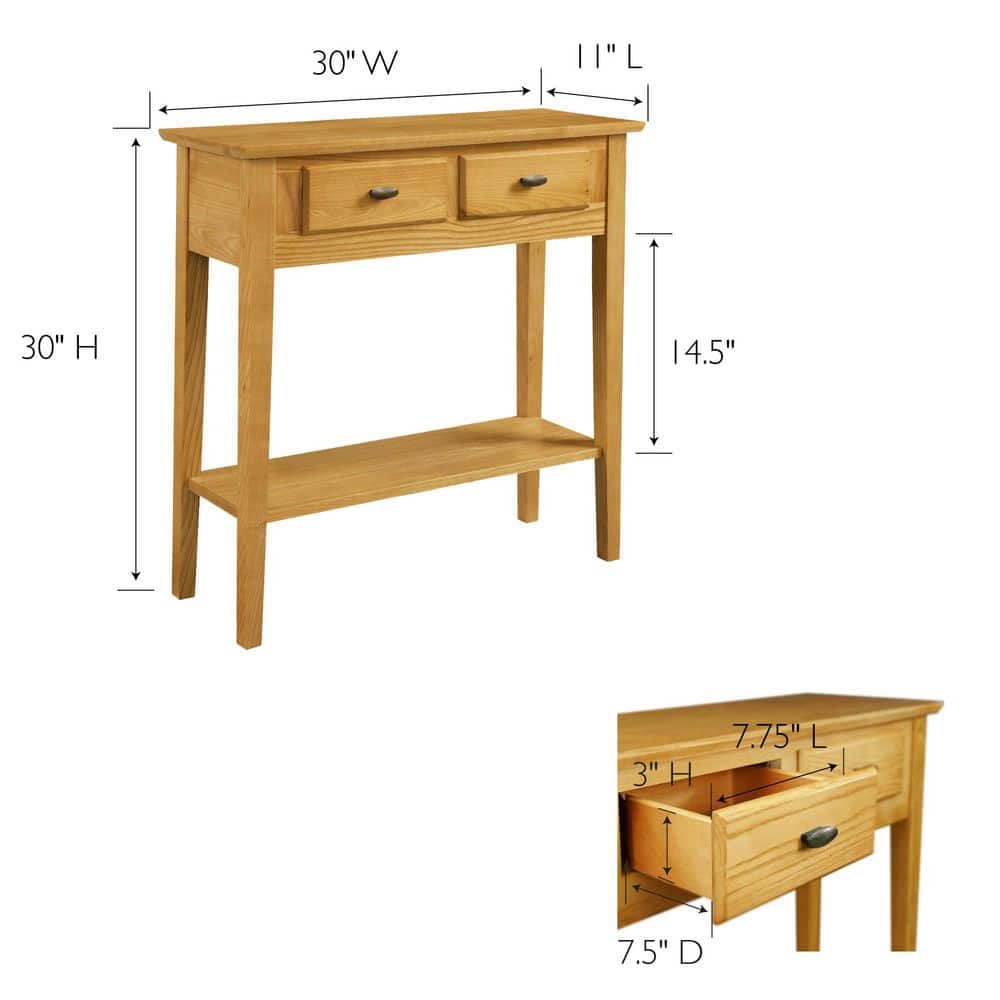 Beige Ash Wood Rectangular Console Table with Storage