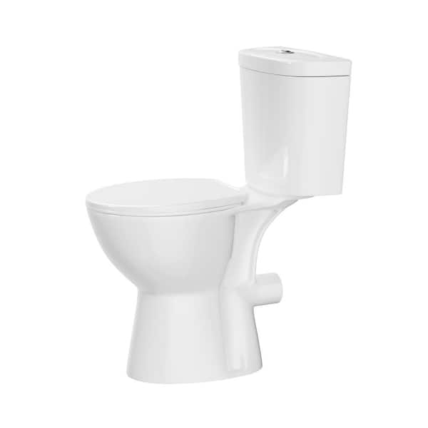 Simple Project Rear Drain Two-piece High Toilet 0.8/1.28 GPF Dual Flush Round Toilet in White, with Soft Close Cover