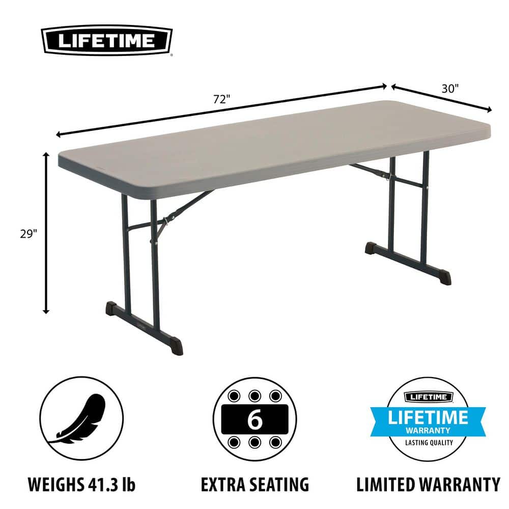 Putty 6-Foot Folding Table with Black Metal Legs