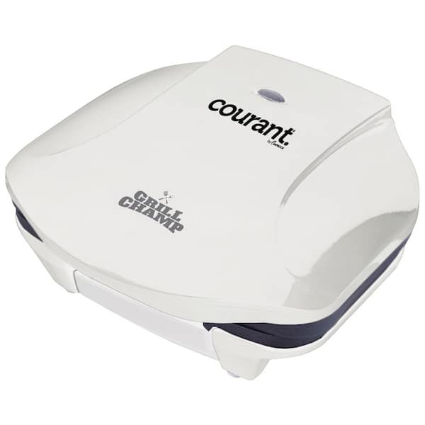 2-Serving Classic Plate Electric Indoor Grill and Panini Press, Contact Grill Champ, White
