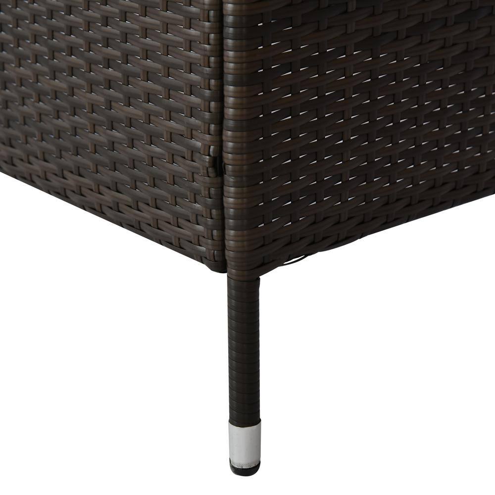 Modern 2-Person Rattan Loveseat with Built-in Glass Table - Brown