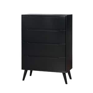 Black 4-Drawer 34 in. Wide Chest of Drawers