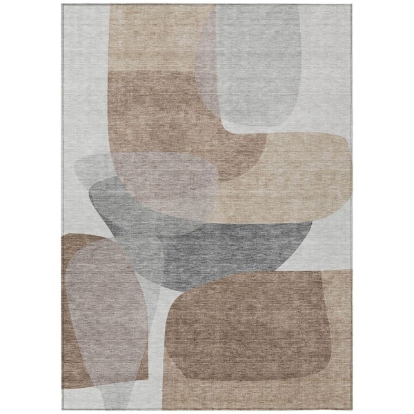 Chantille Machine Washable Indoor/Outdoor Abstract ACN2121 Mocha 8 ft. x 10 ft. Area Rug