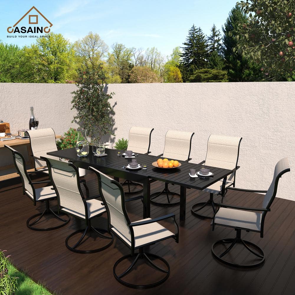 Retractable Aluminum 29.5 inch H Outdoor Dining Table with Extension 53 in.