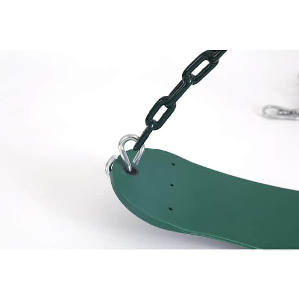 Heavy-Duty Flexible Green Belt Swing with Coated Metal Chain