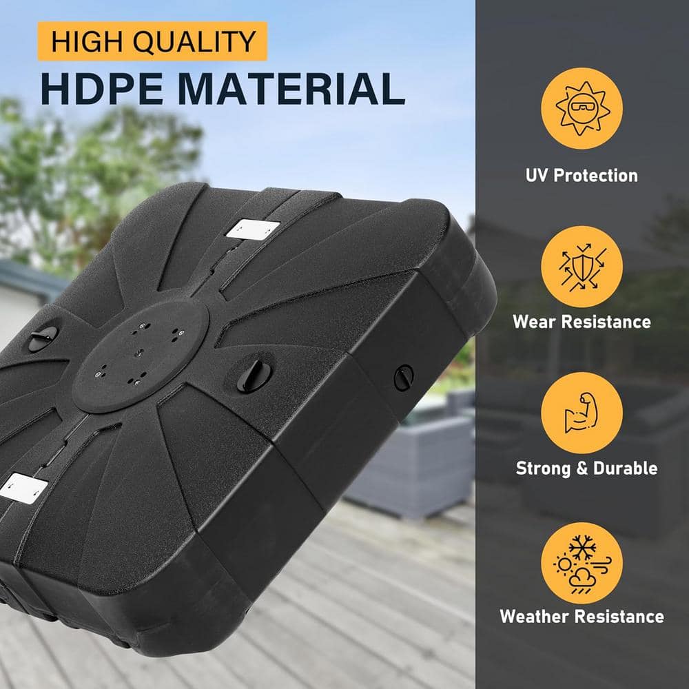 Black Heavy Duty Plastic Wheeled Patio Umbrella Stand, 33" x 33"
