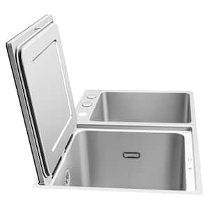 18 in. 3 in. 1-Counter-top Mounted Sink and Left Dishwasher Combination System in Stainless and Black with Produce Cycle