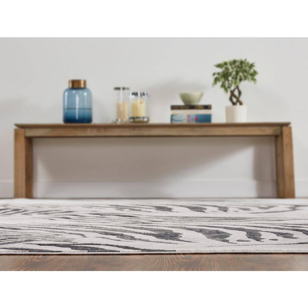 Gray and Charcoal Synthetic Zebra Print Area Rug