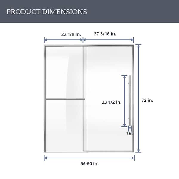 DreamLine Dawn 56-60 in. W x 72 in. H Semi-Frameless Sliding