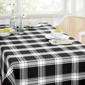 Buffalo Check 120 in. W x 60 in. L Black and White Checkered Cotton Blend Tablecloth