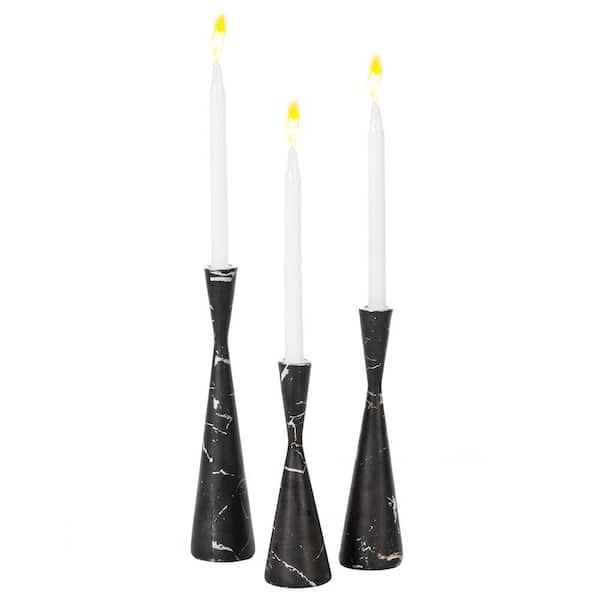 FABULAXE Marble Resin Candle Holders - Pack of 18 Black Decorative Taper Candlesticks for Home Decor, Table Centerpieces,