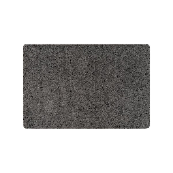 Silky 2 ft. x 3 ft. Dark Gray Solid Plus Thick Pile Non Slip Easy Clean Non Shedding Modern Door Mat Indoor Area Rug