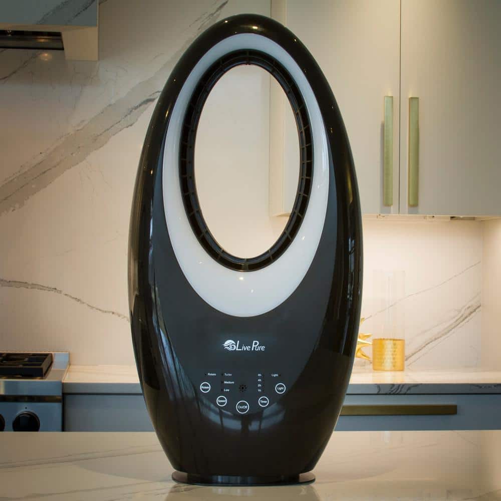 Black Bladeless Remote Controlled Oscillating Pedestal Fan